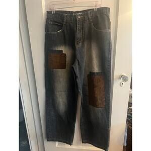 VTG Southpole Baggy Wide Leg Y2K Jeans Patchwork Size 34